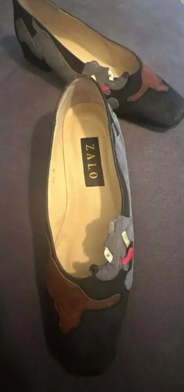 Zalo Vintage Suede Leather Animal Applique Ballet Flats - Picture 4 of 6